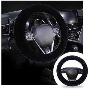 Ziciner Fuzzy Steering Wheel Cover, 15 inch Soft Wool Fur Steering Wheel Protector, Fluffy Wheel Covers for Winter Warm, Car Interior Decoration Accessories for Women Men (Black)