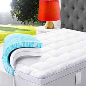 ABENE Queen Size Dual Layer 3 Inch Memory Foam Mattress Topper, 2 Inch Gel Memory Foam Plus 1 Inch Down Alternative Pillowtop Mattress Pad Cover, Thick Soft Bed Topper Support for Back Pain