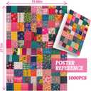 Sewing Patch 1000 Piece Puzzle for Adults, PICKFORU Vintage Quilt Patchwork Flower Art Puzzles, Impossible Difficult Colorful Theme as Wall Decor