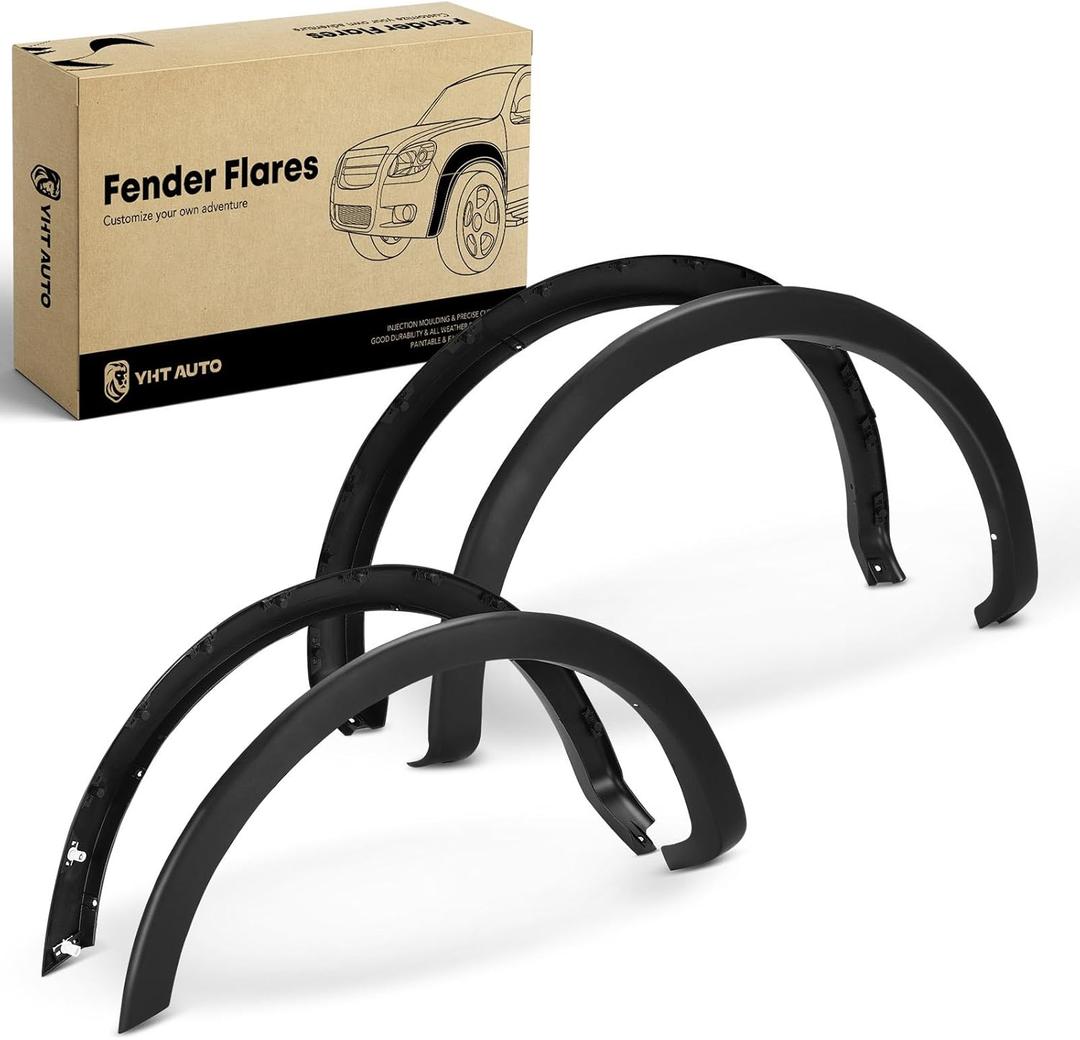 YHTAUTO OE Factory Style Fender Flares Compatible with Ford F-150 2009-2014 67" / 78.8" / 97.4" Fleetside Bed, Not Fit Raptor & Platinum Models, Matte Black Wheel Flare Cover Protector, Set of 4