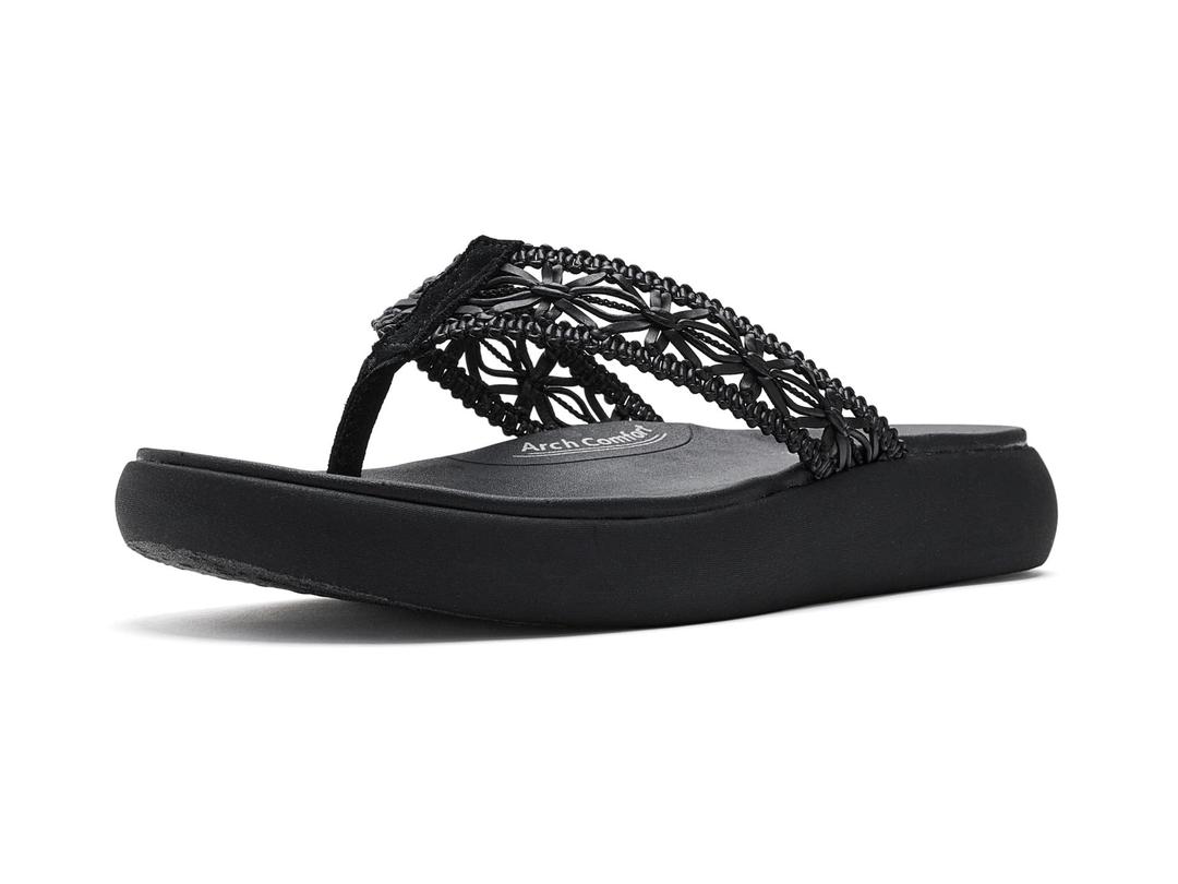 Skechers Women's ASANA Luxe-Ocean Breeze 2 Flip-Flop, Black/Black, 9