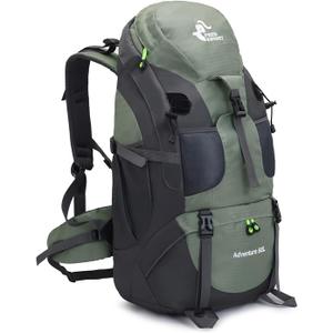 Bseash 50L Hiking Backpack, Water Resistant Lightweight Outdoor Sport Daypack Travel Bag for Camping Climbing Skiing Cycling (Army Green - With Shoe Compartment)
