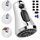 Universal Kitchen Faucet Head Replacement Compatible with Kohler/Moen/Delta Faucet with 15 Adapter Kit, 3 Function Pull Down Sink Faucet Spray Head, Chrome Finished