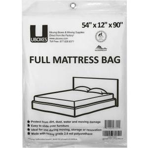 UBOXES Moving Supplies Full Size Mattress Bag 54" x 12" x 90" (FULLSCOVER01),Clear