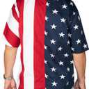 Flagshirt Men's Half Stars Half Stripes American Flag Shirt - Button-Up, Red, White & Blue (XL)
