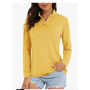 MAGCOMSEN Women's Long Sleeve Shirts 1/4 Zip Pullover UPF 50+ Quick Dry Workout Tops Running Athletic Hiking Shirts, M