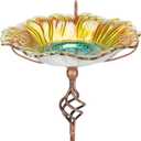 MUMTOP Bird Baths for Outdoors,Outdoor Bird Bath, Glass Birdbath Sunflower Bird Feeders Bowl with Stake for Garden Yard Decor (Yellow)