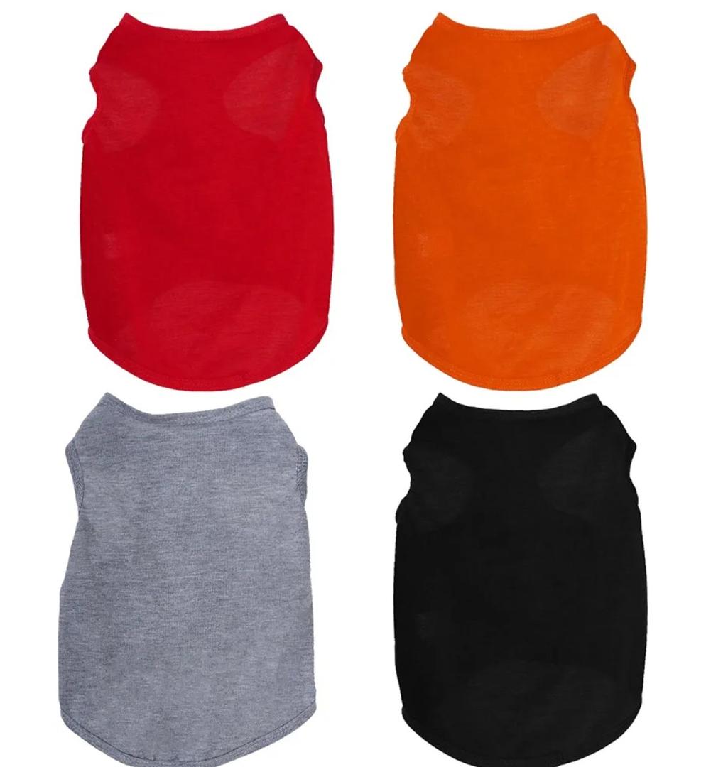 4 Pcs Cat Shirts Solid Color Dog Clothes Summer Sleeveless Pet T Shirts for Small Pet Dogs Cat (Black,Grey,Red,Orange, Medium)
