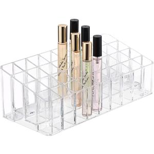 ELLDOO Rollerball Perfume Organizer, 36 Spaces Clear Acrylic Perfume Storage Holder Beauty Scent Holder, Makeup Lipgloss Lipstick Display Case