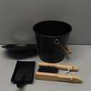 1.5-Gallon Metal Ash Bucket with Lid, Shovel, Broom - For Fireplaces, Wood Stoves