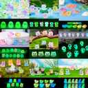 2 x 100Pcs Luminous Tiny Resin Animals Glow in The Dark, Various Mini Animals Figures to Hide, Mini Ducks Frogs Rabbits Mushrooms for Miniature Fairy Garden Accessories Micro Landscape Potted Decoratio