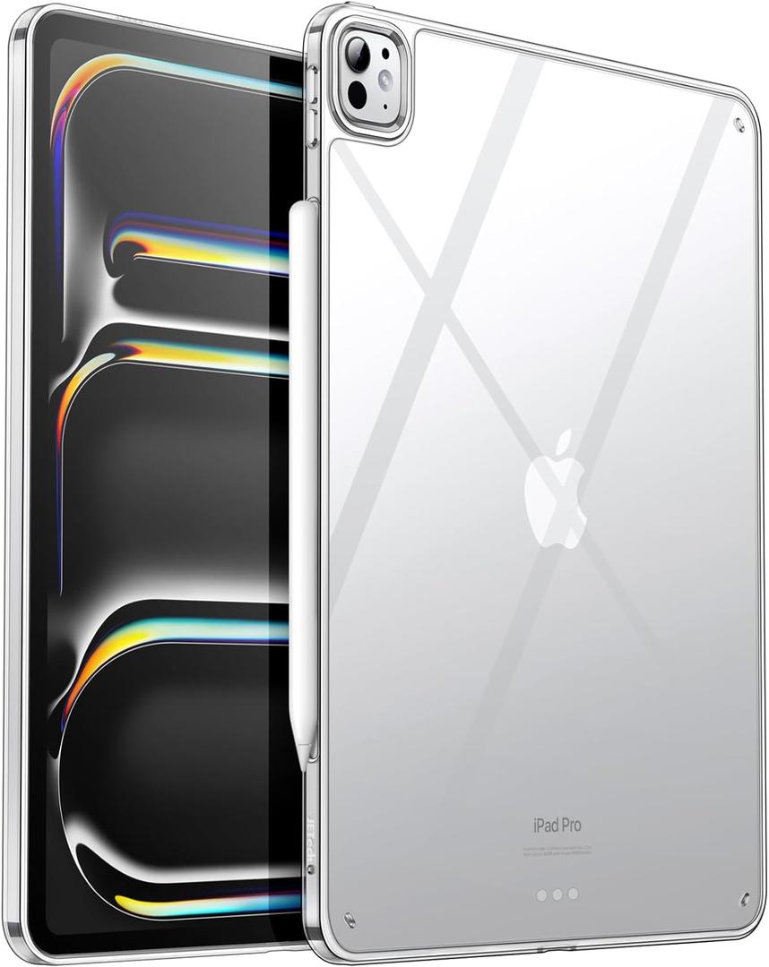 JETech Clear Case for iPad Pro 13-Inch M5/M4 (2025/2024), Anti-Yellowing Transparent Shockproof Slim Tablet Back Cover with Hard PC Back and Soft TPU Bumper