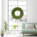 20 Inch Boxwood Wreath, Handmade Green Wreath for Front Door, UV Resistant Outdoor Wreath for All Seasons, Foldable & Durable Farmhouse Wreath for Wall Window Home Indoor Outdoor Decor