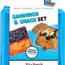 Fit & Fresh Sandwich and Snack Set, Dual Container with Ice Pack, Adult and Kids Lunch Container, Sandwich Container for Lunch Box, Blue