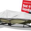800D Heavy Duty Waterproof Boat Cover 14-16 ft (14',15',16') with Motor Cover - Fits Bass/V-Hull/Runabout/Fishing/Bowrider Boats - Canvas Protective Cover for 14 15 16 Foot Boats (Length 14-16 ft, Beam Width: up to 68", Grey)