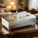 Silver Tissue Box Cover RectangleGuest Towel Holder Tray for Bathroom Napkin Organizer for Disposable Paper Towels, Elegant Hand Towel Box for Powder Room,Luxurious Napkin Box for Dressing Room