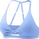 YEOREO Sports Bras for Women Open Back Workout Gym Bra Padded Medium Impact Yoga Tops with Ajustable Back Straps (Small, Ice Blue)