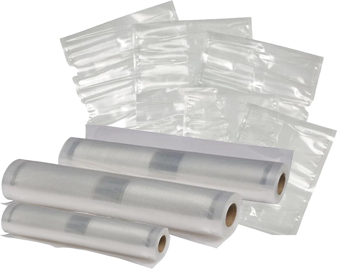 Nesco VS-07V Vacuum Sealer Bag Variety Pack, Bag/Roll Combo, Clear