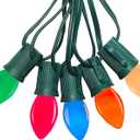C7 LED Christmas String Lights,Vintage 25Ft Outdoor Multicolor String Lights with 27 Energy-Efficient Waterproof Glass LED Bulbs for Christmas Backyard Carnival,Patio,Wedding,Holiday Decoration.
