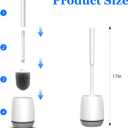 Toilet Brush, 2 Pack Toilet Bowl Brush and Holder Set Ergonomic Long Handle Toilet Scrubber with Ventilated Base for Quick Drying, for Bathroom Cleaning, White & Gray