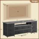 Huuger 63 Inch TV Stand for 65, 70 Inch TV, 11 Drawer Long Dresser with Power Outlets and LED Lights, Entertainment Center with Storage, Grey Dresser with PU Leather Surface, 13"D x 63"W x 26.8"H