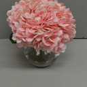 Hollyone Hydrangea Artificial Flowers with Glass Vase Pink Silk Faux Flowers Arrangements with Clear Faux Water Fake Floral Bulk Bouquet for Home Decor Table Centerpiece Decorations