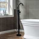 Woodbridge Contemporary Single Handle Floor Mount Freestanding Tub Filler Faucet with Hand Shower in Matte Black Finish,F0006MBRD
