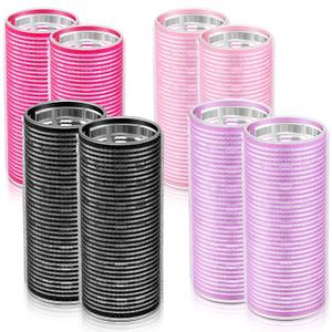 WILLBOND 8 Pcs Long Hair Rollers for Bangs Aluminum Core Curlers Thermal 4.7 x 2 Inch Self Grip Roller for Long and Medium Jumbo Hair Women Hairstyle