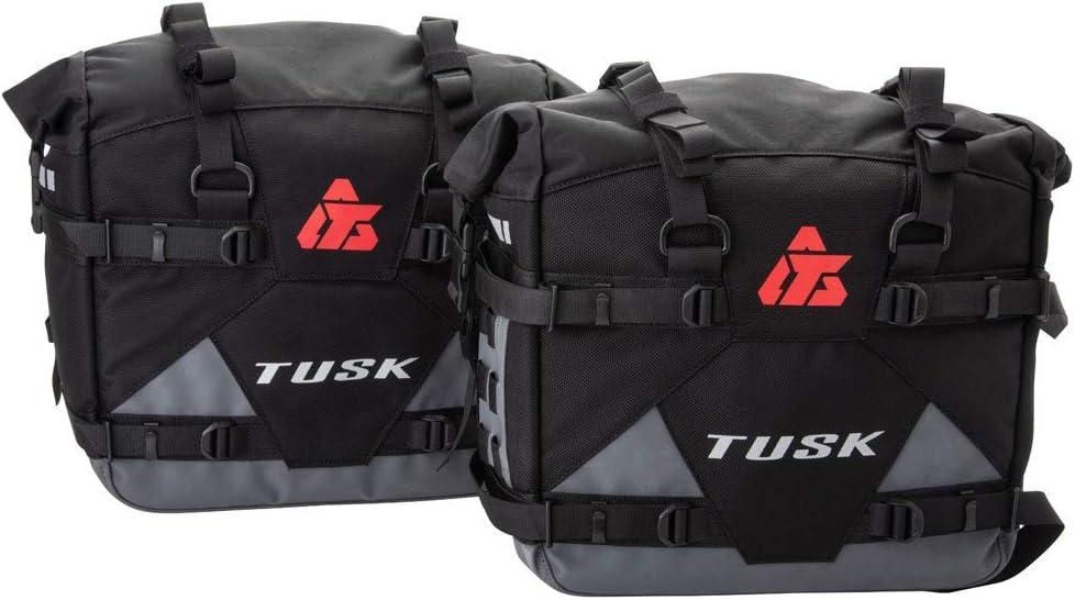 Tusk Pilot Pannier Bags Black/Grey | Durable Soft Saddlebags with RollTop Closure, Waterproof Liners and Reflective Accents | Adventure Motorcycle Storage