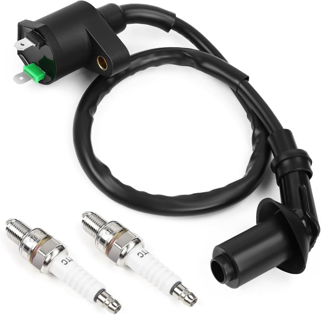 1 Pcs GY6 Racing Ignition Coil 2Pcs Spark Plug Wire Replacement for 50CC 80CC 90CC 125CC 150CC Moped Scooter ATV Go Kart Bike Engine Motorcycle High Performance Parts