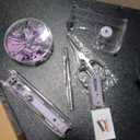 Office Supplies Set Desk Accessory Kit, Acrylic Stapler Set Staple Remover, Tape Dispenser, Binder Clips, Paper Clips, Ballpoint Pen and Scissor with 1000 Pieces 26/6 Staples (Purple)