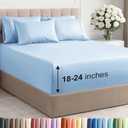 Extra Deep King Sheet Set - 5 Piece Breathable and Cooling Sheets - Hotel Luxury Bedding for Women, Men, Kids & Teens - Easy & Secure Fit - Soft, Wrinkle Free & Comfy - Extra Deep Pockets - Light Blue