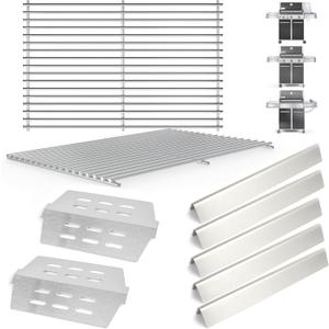 SafBbcue Grill Replacement Part Kit for Weber Genesis 300 Series, Stainless Steel 7524 Grill Grates, 7620 Flavorizer Bars, 7622 Heat Deflector Grills Parts for Genesis E/S310 E/S320 E/S330 Gas Grills