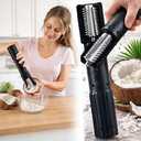 Electric Coconut Grater Machine, Portable Handheld Coconut Scraper Peeler Shredder, Wireless Automatic Anti-splash Rotating Kitchen Grater, Stainless Steel Coconut Electric Roller(High-grade gray)