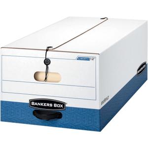 Bankers Box LIBERTY Heavy-Duty Strength Storage Box, Legal, 15" x 24" x 10", White/Blue, Case of 12 (00012)