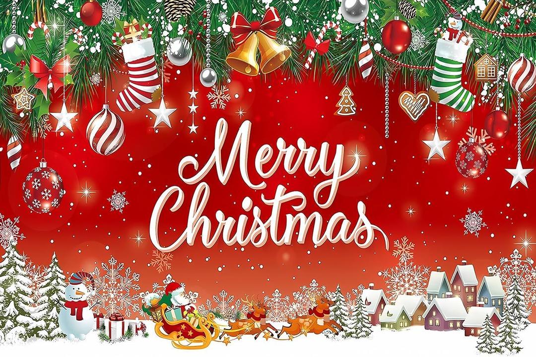 Alltten 10x8ft Merry Christmas Backdrop Christmas Backdrops for Wall Background De Navidad Xmas Party Decoration F105