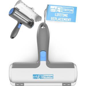 Triton Pet Hair Removal Tool w/Fur Trapping Compartment and Detachable Handle, 60% Smaller Storage Size, Reusable Shedding Roller, Cat and Dog Hair Remover for Car, Furniture, Carpet (Gray/White) (Large) Triton Pet Hair Removal Tool w/Fur Trapping Compartment and Detachable Handle, 60% Smaller Storage Size, Reusable Shedding Roller, Cat and Dog Hair Remover for Car, Furniture, Carpet (Gray/White) (Large)