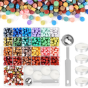 NACHLYNN 600 Multicolor Octagon Sealing Wax Beads with 1 Melting Spoon and 4 Tealight Candles for Letters Invitations Wine Bottles Crafts