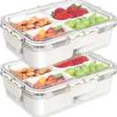 Small Snackle Box Container, Divided Serving Tray with Lid, 4 Compartment Snack Box Container for Candy, Fruits, Charcuterie, Travel & Parties, BPA-Free, 2 Pack