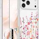 GVIEWIN for iPhone 17 Pro Case with Screen Protector, Upgraded [Full Camera Protection] [Non Yellowing] Floral Slim Shockproof Clear Women Phone Cover for iPhone 17 Pro 6.3" (Floratopia/Colorful)