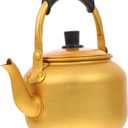 Cabilock Yellow Aluminum Rice Wine Pot 34Oz Tea Kettle with Anti-Leak Spout and Non-Slip Handle for Home and Restaurant Use