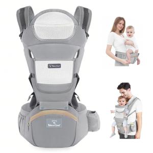 Baby Carrier Newborn to Toddler, Ergonomic M Position 6 in1 Baby Carrier with Hip Seat, Adjustable Detachable Baby Hip Carrier, All Seasons, for Babies 745 lbs (Gray)