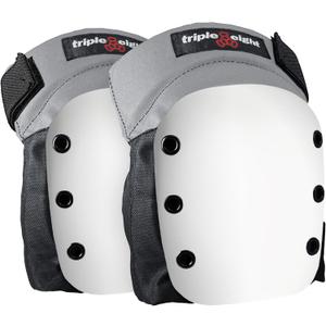 Triple Eight Street Knee Pads for Skateboarding and Roller Derby with Adjustable Straps (1 Pair) (Medium, Gray/White)