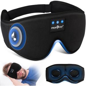 MUSICOZY Sleep Headphones, Bluetooth 5.4 Sleep Mask Headband Headphones Sleeping Eye Mask, Wireless Music Earbuds Earphones with HD Stereo Speakers for Side Sleepers, Cool Gadgets Unique Gift (Dark Black)