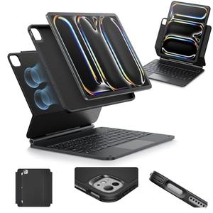 ESR [Upgraded] iPad 11 Inch Case with Keyboard (M5/M4, 2025/2024), iPad 11 Keyboard Case with Magnetic Stand, Portrait/Raised Modes for iPad 11, Removable, Rebound 360 Series, Black