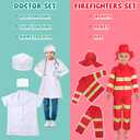 Vicenpal 8 Sets Pretend Play Kids Costumes Set Christmas Gifts Washable Chef Construction Policeman Fireman Doctor Astronaut Costumes for Boys Toddler Girls Kids