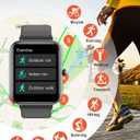 Fitness Tracker Fitness Watches for Women Men (Make/Answer Calls), 1.85" Smart Watch for iPhone/Android Phones, Heart Rate/Sleep Monitor Steps Tracker Watch Pedometer IP68 Waterproof (Dark Black)