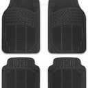 NASCAR Premium Car Floor Mats - 4-Piece Set | Heavy Duty All-Weather Rubber | Universal Trim-to-Fit for Cars, Trucks & SUVs | Traps Dirt, Snow & Water | Black Floor Mats