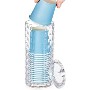 Bathroom Cup Dispenser, Mouthwash Cup Holder for 3oz Disposable Paper Cups, Fit for Mouthwash Cups Storage, Vanity Makeup Organizer - Clear