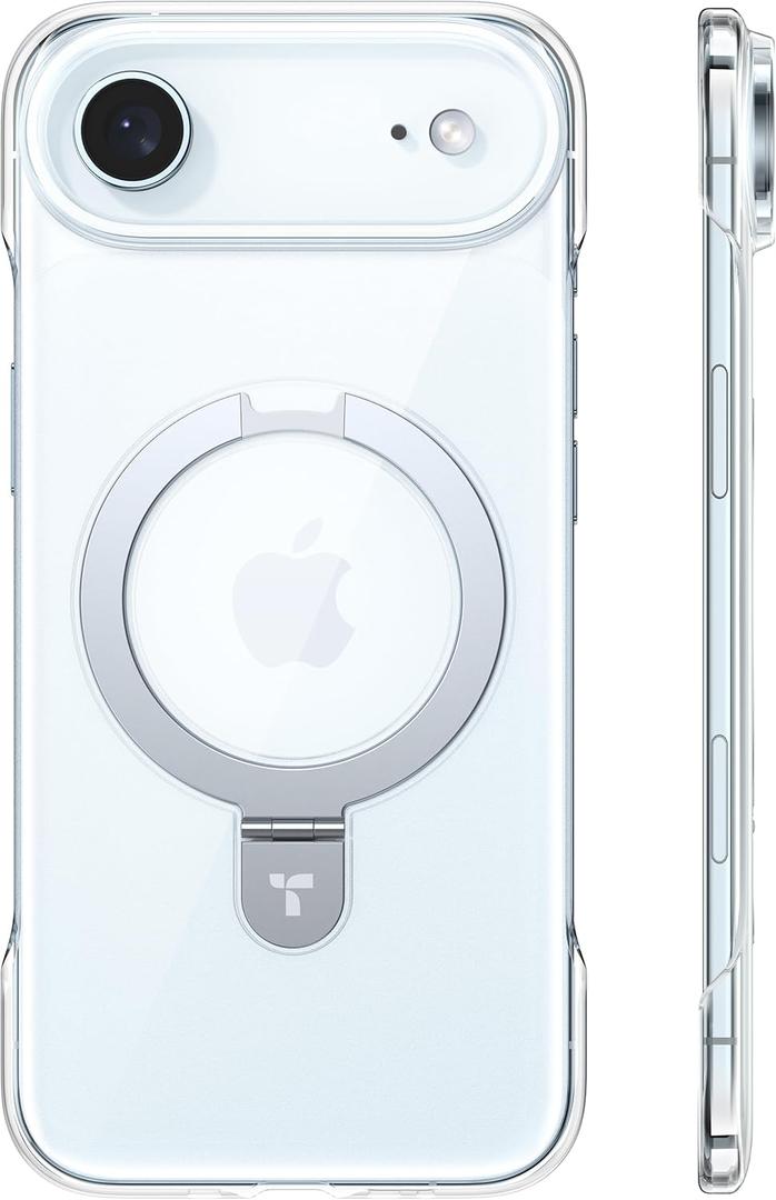 TORRAS for iPhone Air Case, Slim Magnetic Stand, OpenEdge Thin Frame Fit, Hard PC, Fit for MagSafe, AntiYellowing Phone Case for iPhone 17 Air, Daily Protection, Clear